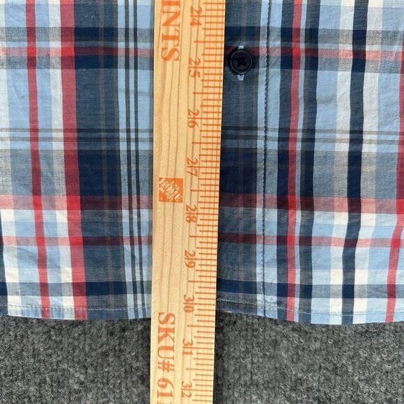 Columbia Shirt Mens Large Blue Plaid Short Sleeve Button Up Pocket Casual Cotton - Picture 7 of 7